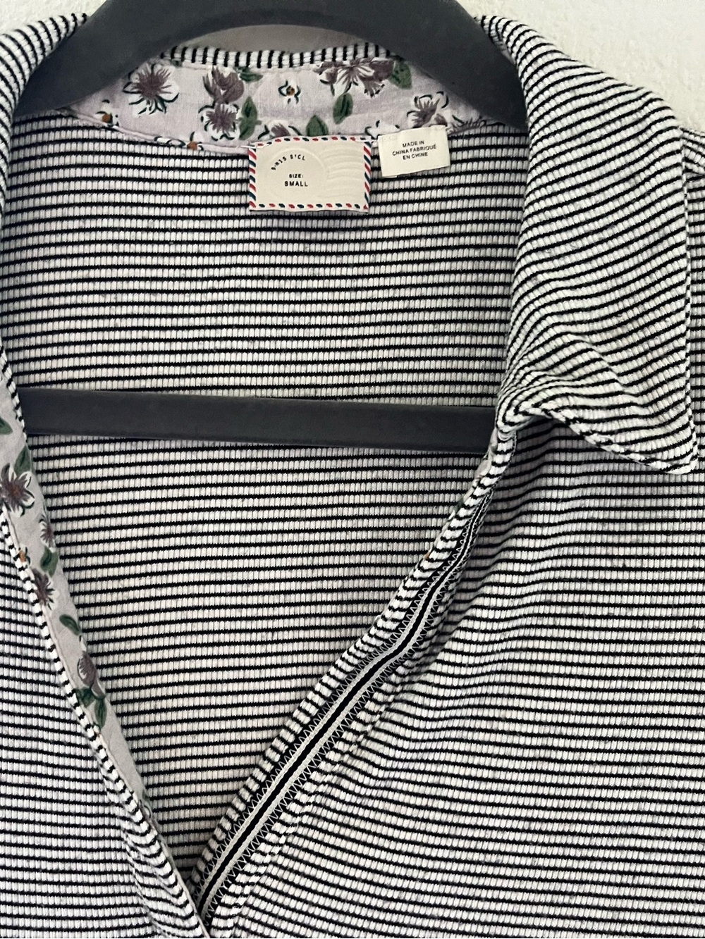 Anthropologie Jersey Polo with Floral Trim
